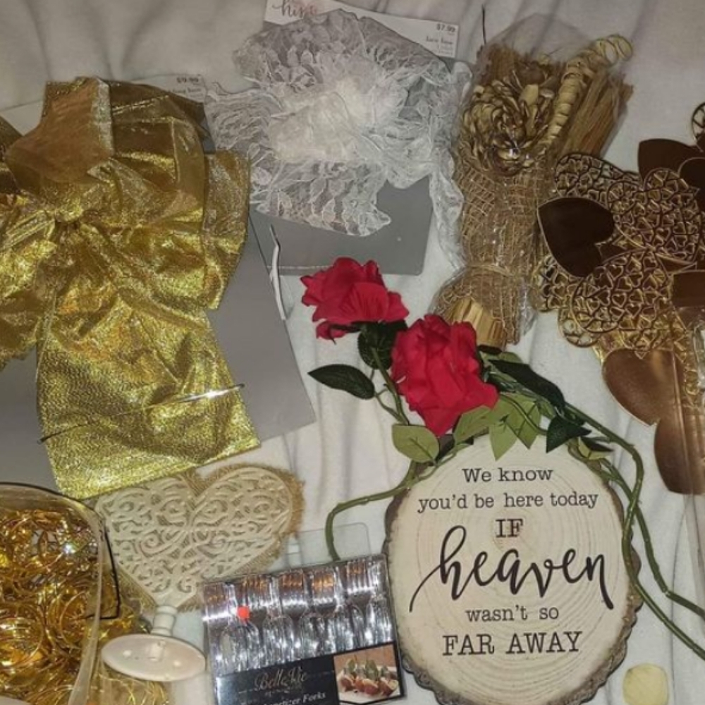 Wedding bundle Fairy lights,napkin rings,sign, appetizer forks,cake top,bows nwt